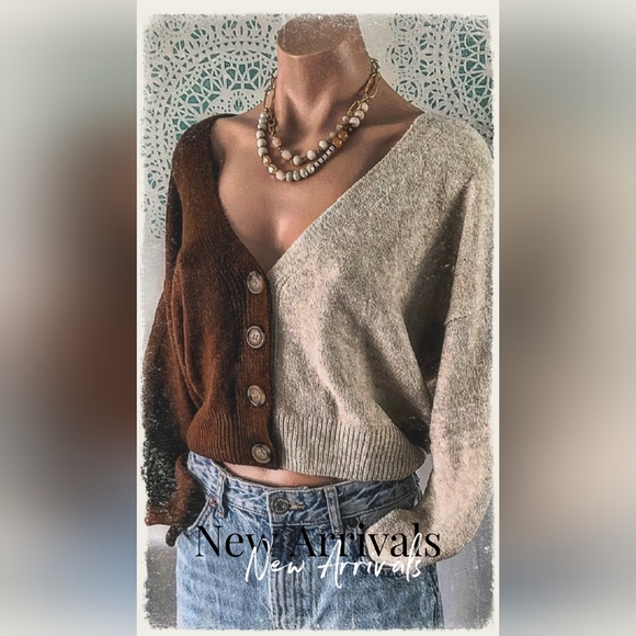 🚨LAST ONE// Brown sugar colorblock Cardigan - Picture 5 of 5